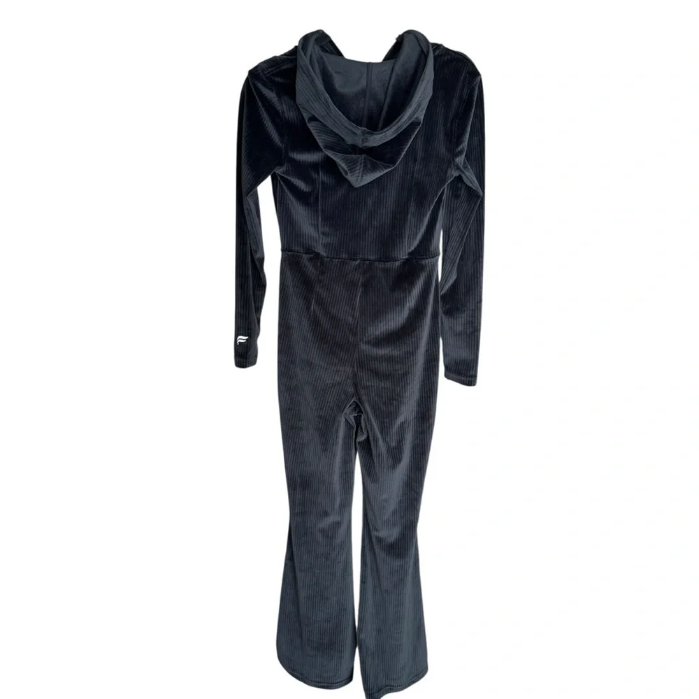Fabletics - NWTPlush Rib Hooded Jumpsuit Zip Front Flare Leg Lounge Sz Xs